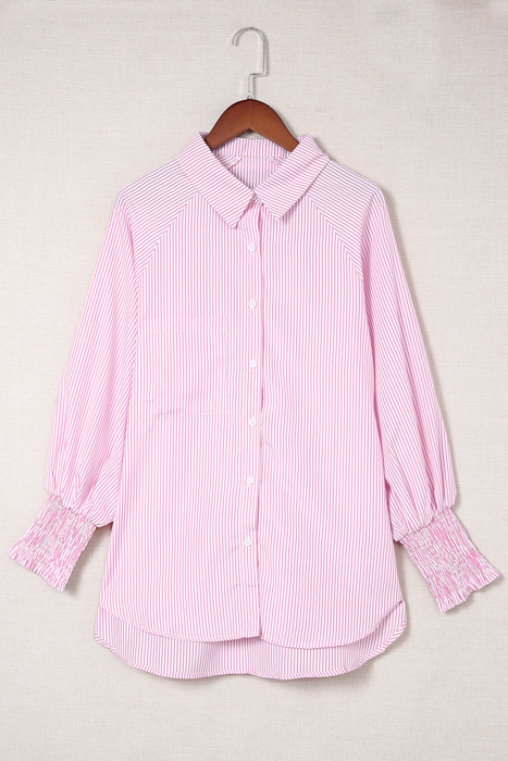 HIDDEN GEMS | Stripe Smocked Cuff Buttoned Shirt