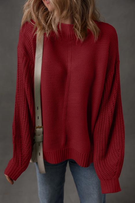 HIDDEN GEMS | Solid Front Seam Drop Shoulder Sweater