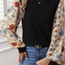  Social Contrast Printed Sleeve Top