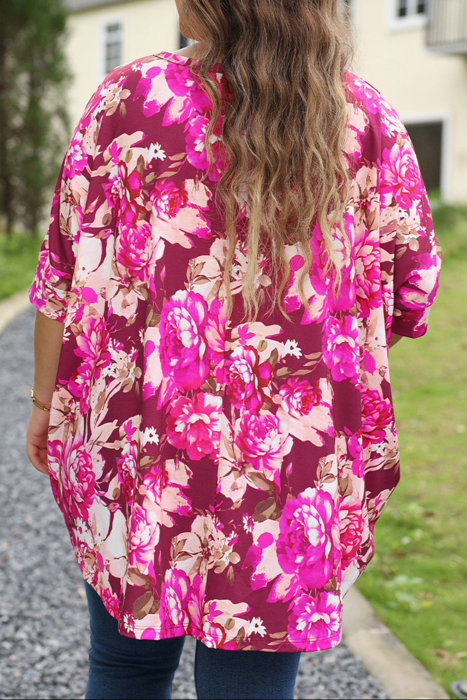 HIDDEN GEMS | Plus Size Floral 3/4 Sleeve Blouse
