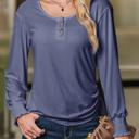 Navy Blue Small HIDDEN GEMS | Solid Drawstring Side Henley Top