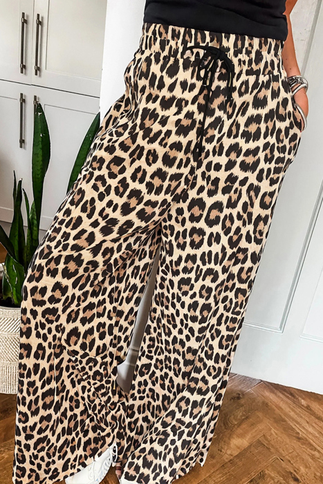HIDDEN GEMS | Leopard Wide Leg Drawstring Pants