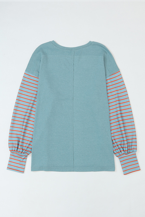 HIDDEN GEMS | Stripe Colorblock Bishop Sleeve Top