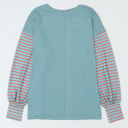  HIDDEN GEMS | Stripe Colorblock Bishop Sleeve Top