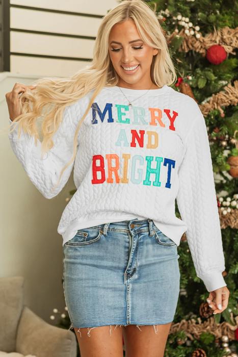 HIDDEN GEMS | Merry And Bright Cable Knit Sweatshirt