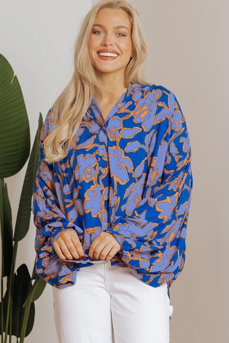 HIDDEN GEMS | Floral Batwing Sleeve Buttoned Shirt