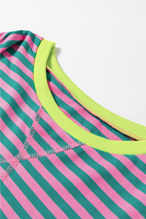 HIDDEN GEMS | Stripe Contrast Trim Sweatshirt