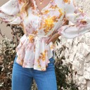  SALE! Floral V Neck Long Sleeve Blouse