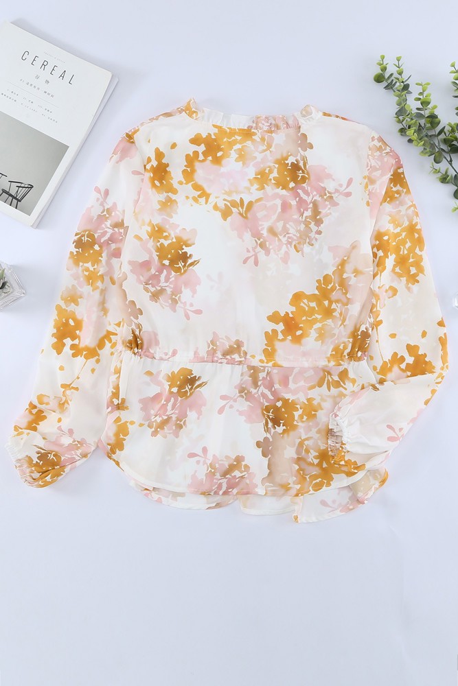 SALE! Floral V Neck Long Sleeve Blouse