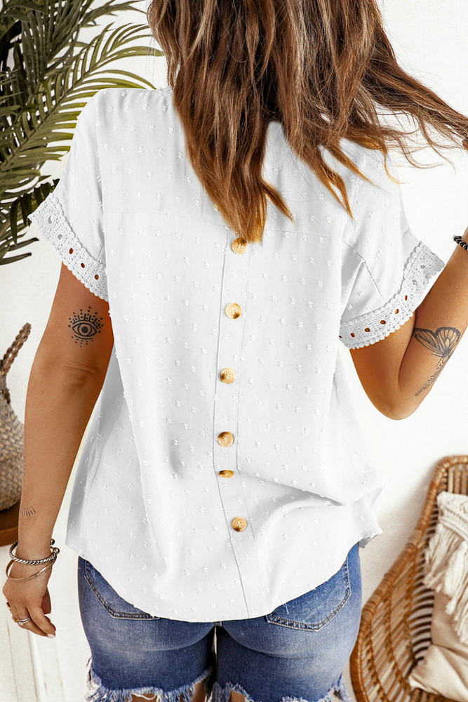 SALE! Dotted Crochet Short Sleeve Top