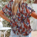  SALE! Floral Buttoned Flutter Sleeve Blouse