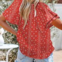  SALE! Floral Buttoned Flutter Sleeve Blouse