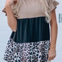  SALE! Leopard Colorblock Babydoll Top (Size M)