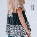  SALE! Leopard Colorblock Babydoll Top (Size M)