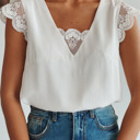  Sale! Scallop Tie-Up V Neck Top