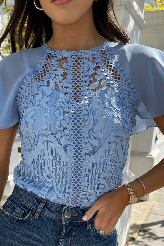 SALE! Lace Flutter Sleeve Top