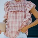  SALE! Plaid Ruffle V Neck Top