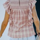  SALE! Plaid Ruffle V Neck Top