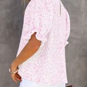  SALE! Floral Smocked Bubble Sleeve Blouse