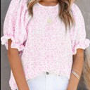  SALE! Floral Smocked Bubble Sleeve Blouse