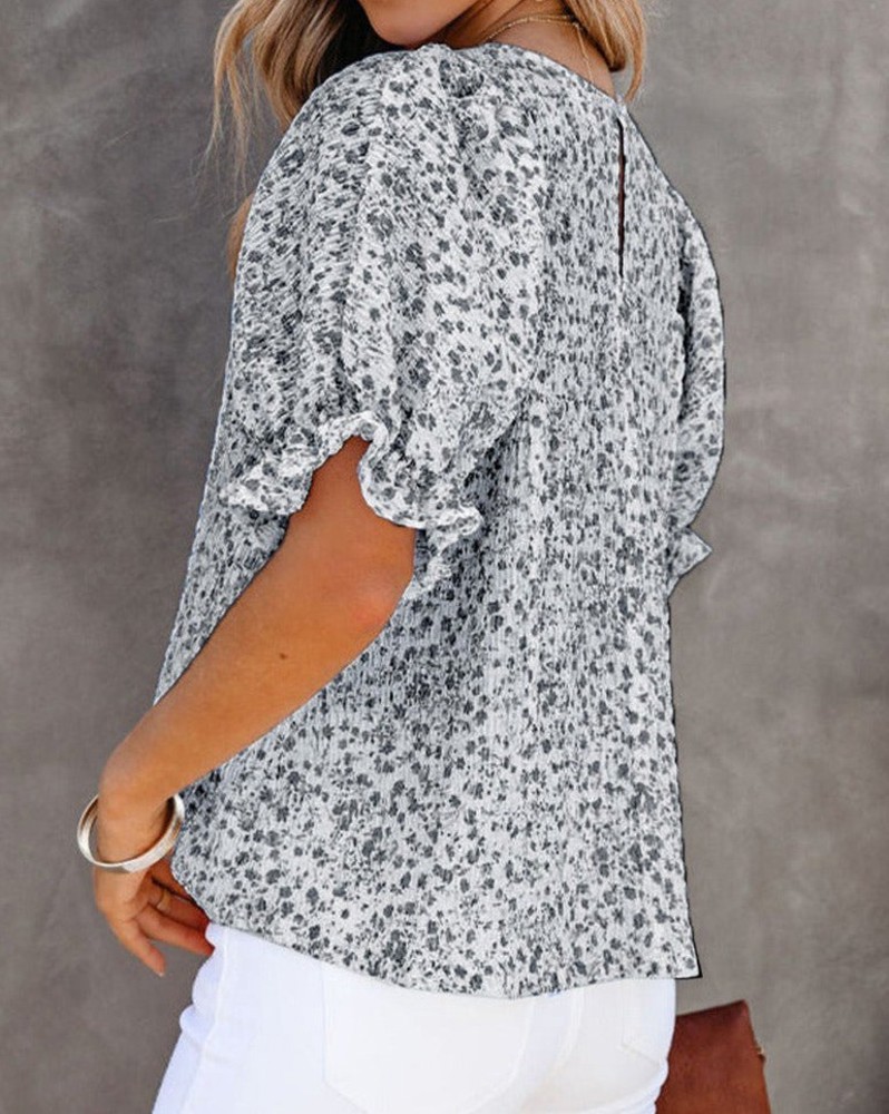 SALE! Floral Smocked Bubble Sleeve Blouse