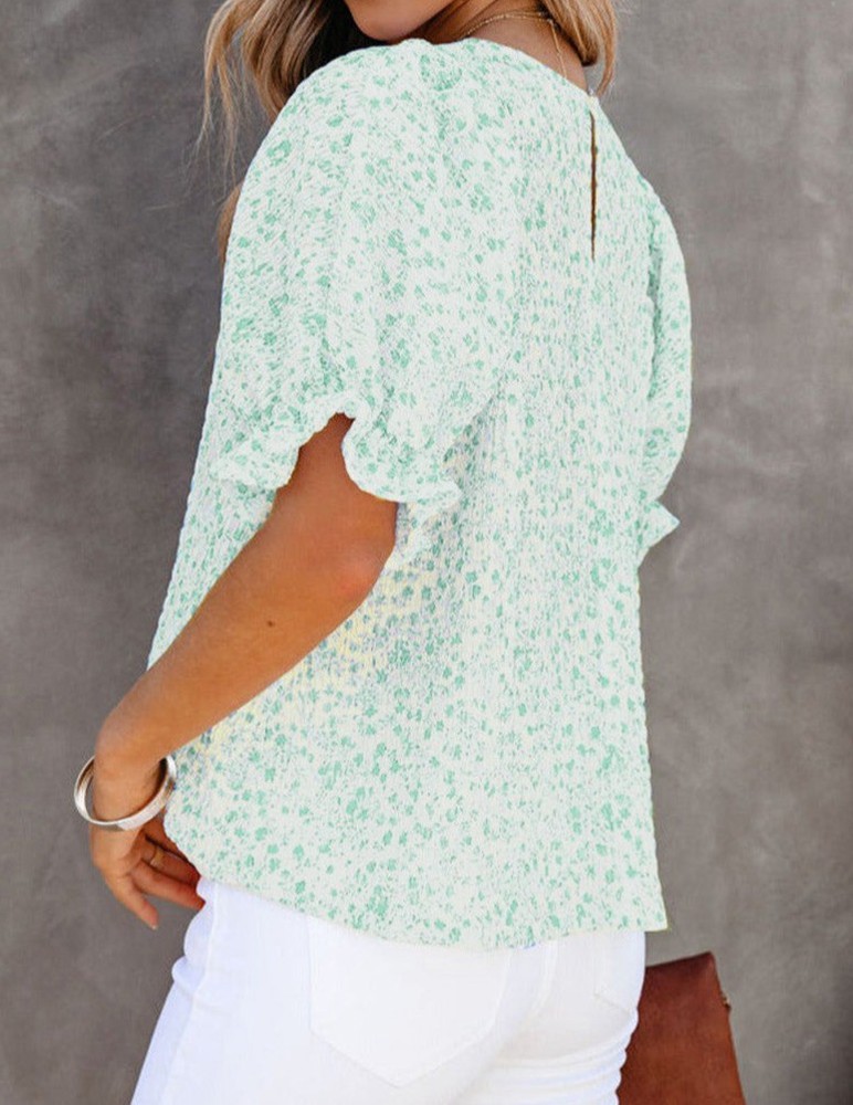 SALE! Floral Smocked Bubble Sleeve Blouse