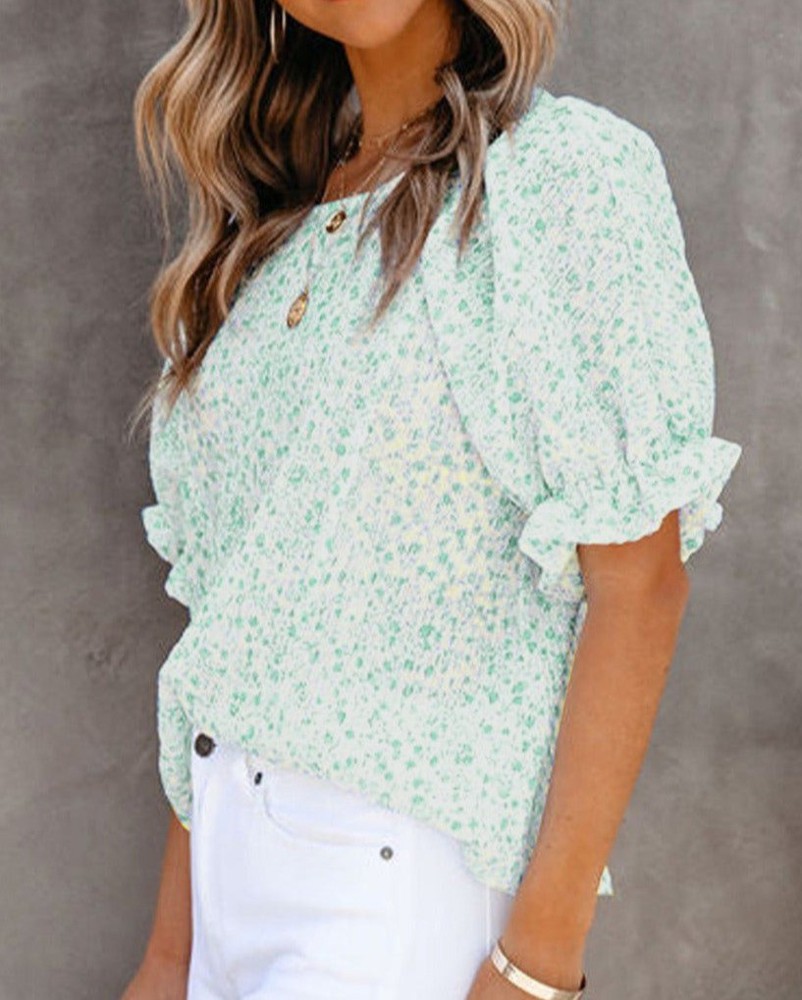 SALE! Floral Smocked Bubble Sleeve Blouse