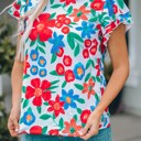  SALE! Painting Flowers Mock Neck Top