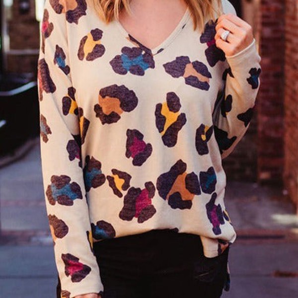 SALE! Colorful Leopard Long Sleeve Top