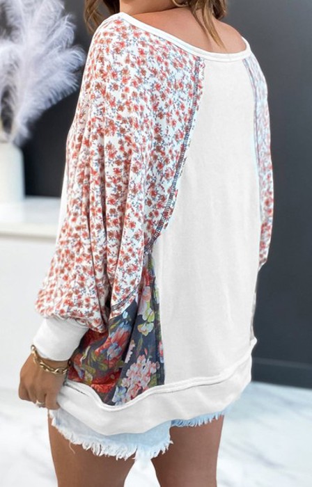 SALE! Patchwork Floral Long Sleeve Top