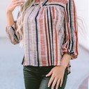  SALE! Multicolor Striped 3/4 Sleeve Blouse