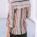  SALE! Multicolor Striped 3/4 Sleeve Blouse