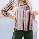  SALE! Multicolor Striped 3/4 Sleeve Blouse