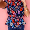  SALE! Floral Mock Neck Blouse