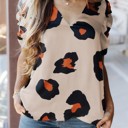  Sale! Leopard Ruched Short Sleeve Blouse