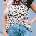  SALE! Leopard Floral Embroidered Babydoll Top