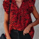  Sale! Floral Ruffle Sleeve V-Neck Top