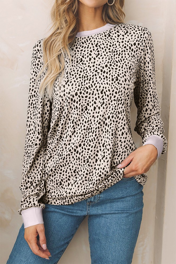 SALE! Cheetah Contrast Long Sleeve Top