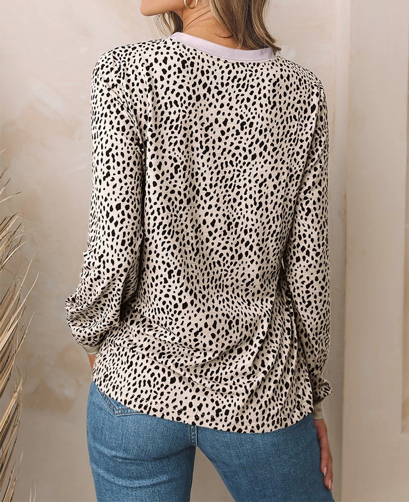 SALE! Cheetah Contrast Long Sleeve Top