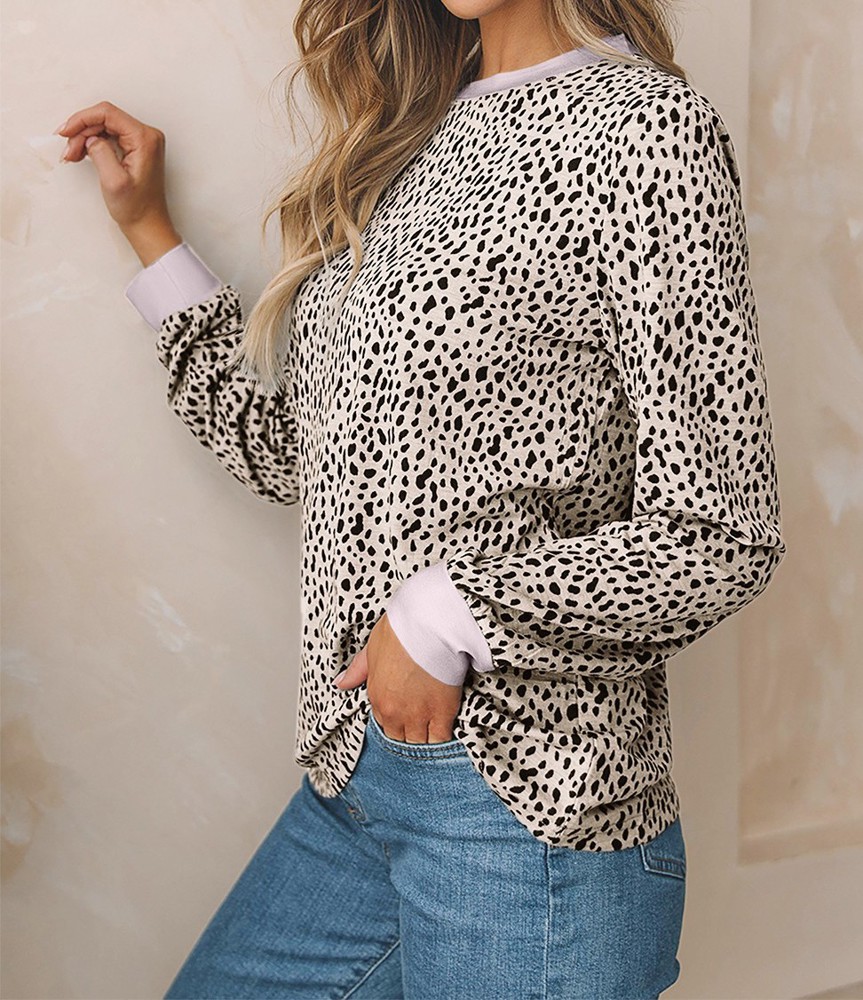 SALE! Cheetah Contrast Long Sleeve Top