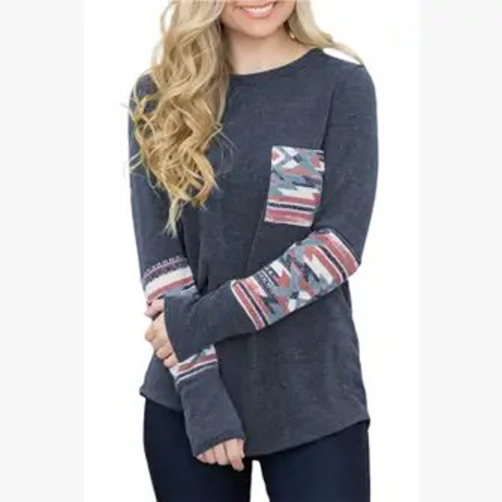 SALE! Aztec Colorblock Long Sleeve Shirt