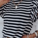  SALE! Stripe Print Ruffled Sleeve Tee