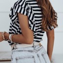  SALE! Stripe Print Ruffled Sleeve Tee