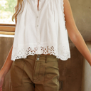  SALE! Embroidered Eyelet Sleeveless Summer Shirt