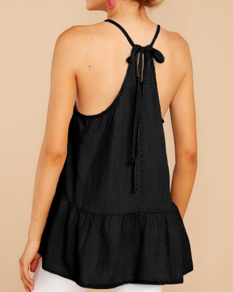 SALE! Peplum Tied Racerback Tank Top