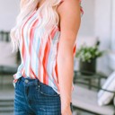  SALE! Stripe Ruffle Strap Tank Top