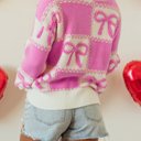  SALE! Bow Colorblock Checker Crewneck Sweater