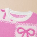  SALE! Bow Colorblock Checker Crewneck Sweater