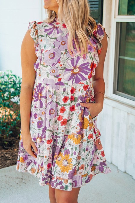 SALE! Ruffle Vibrant Floral Tiered Dress