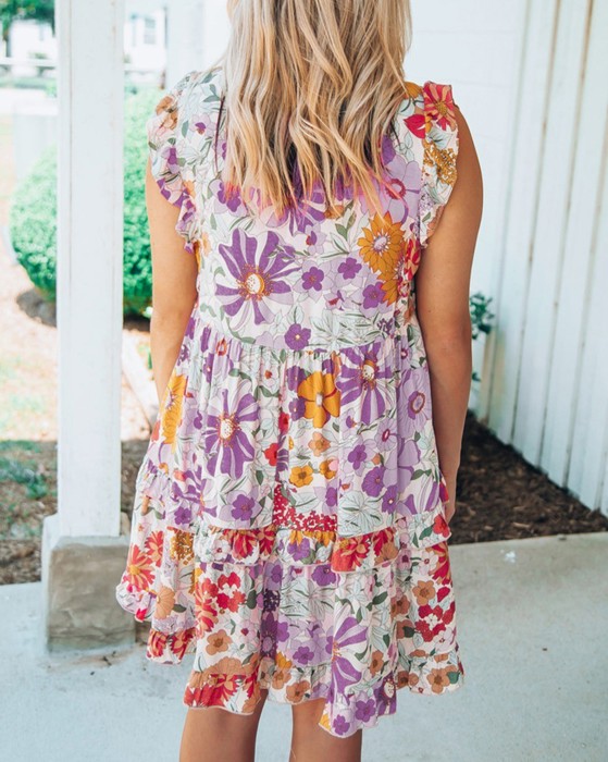 SALE! Ruffle Vibrant Floral Tiered Dress